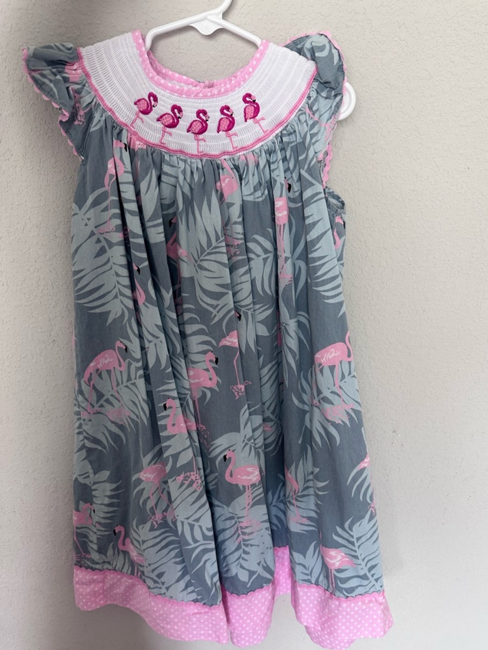Lil Cactus girls size 6 smocked flamingo dress